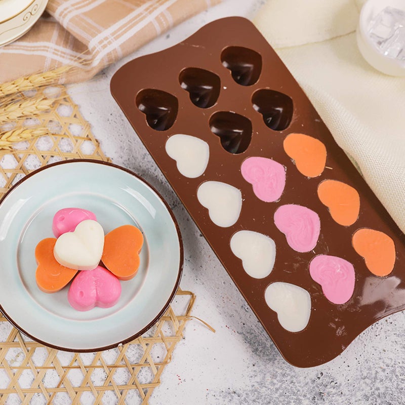 homEdge 15-Cavity Dimpled Heart Shape Chocolate Mold, Silicone Dimpled Valentine Heart Chocolate Gummy and Candy Mold - Image 5